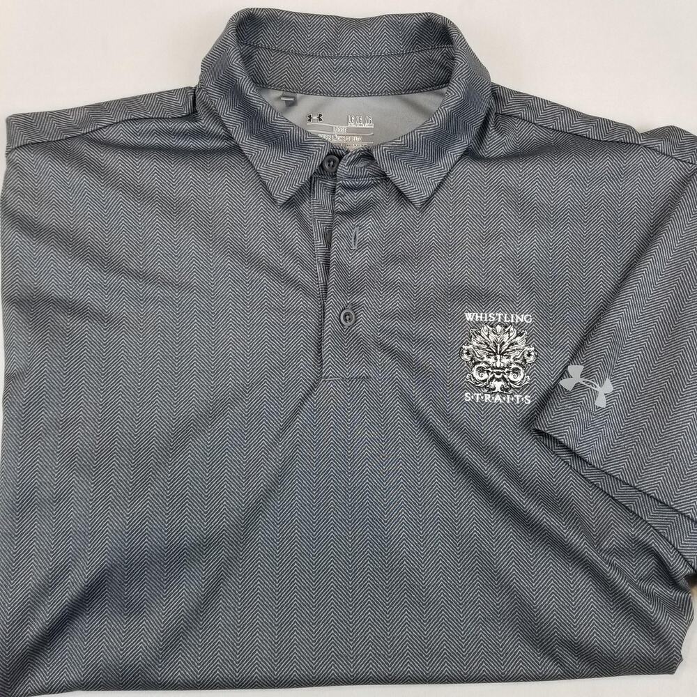 Under Armour Golf Polo Shirt Mens Large Tall Gray Whistling Straits HeatGear